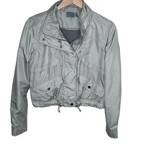 Athleta Journey Silver Shimmer Cropped Jacket Womens Size S BLEMISH